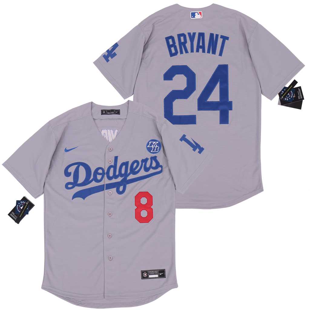 Dodgers 8 & 24 Kobe Bryant Gray 2020 Nike KB Cool Base Jersey,We sell and wholesale Dodgers 8 & 24 Kobe Bryant Gray 2020 Nike KB Cool Base Jersey on line form chian!